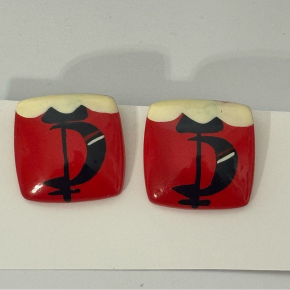 Miriam Haskell Jewelry - Miriam Haskell Red and Black Square Earrings